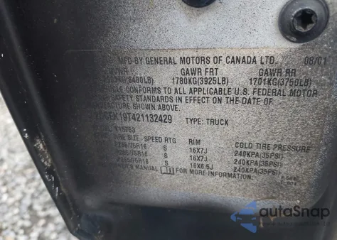 2002 Chevrolet Silverado 1500 Lt z USA, uszkodzony, nr VIN 2GCEK19T421132429